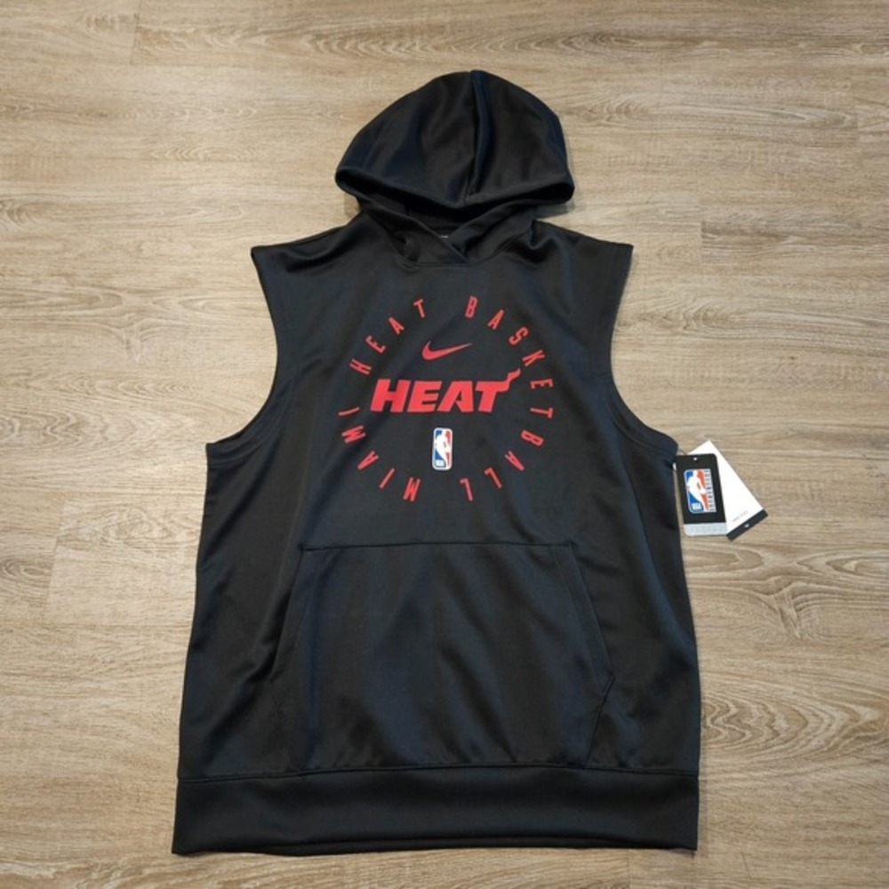 Nike Miami Heat Sleeveless Hoodie Dri-FIT NBA Basketball Black Men's Medium Tall